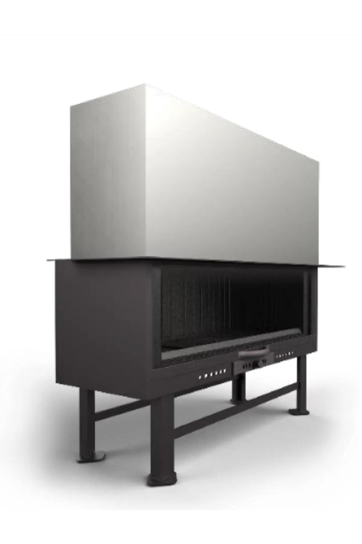 Erhöhte Kaminkammer aus Stahl, flach, 130 Lux