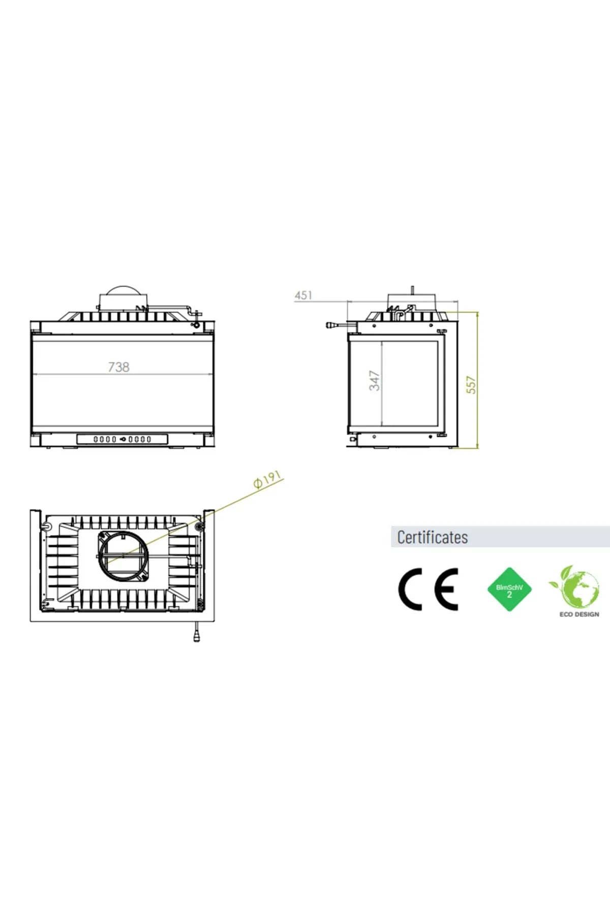 70'lik Üç Açık Klapeli U Tipi Direksiz Pik Döküm Şömine Haznesi