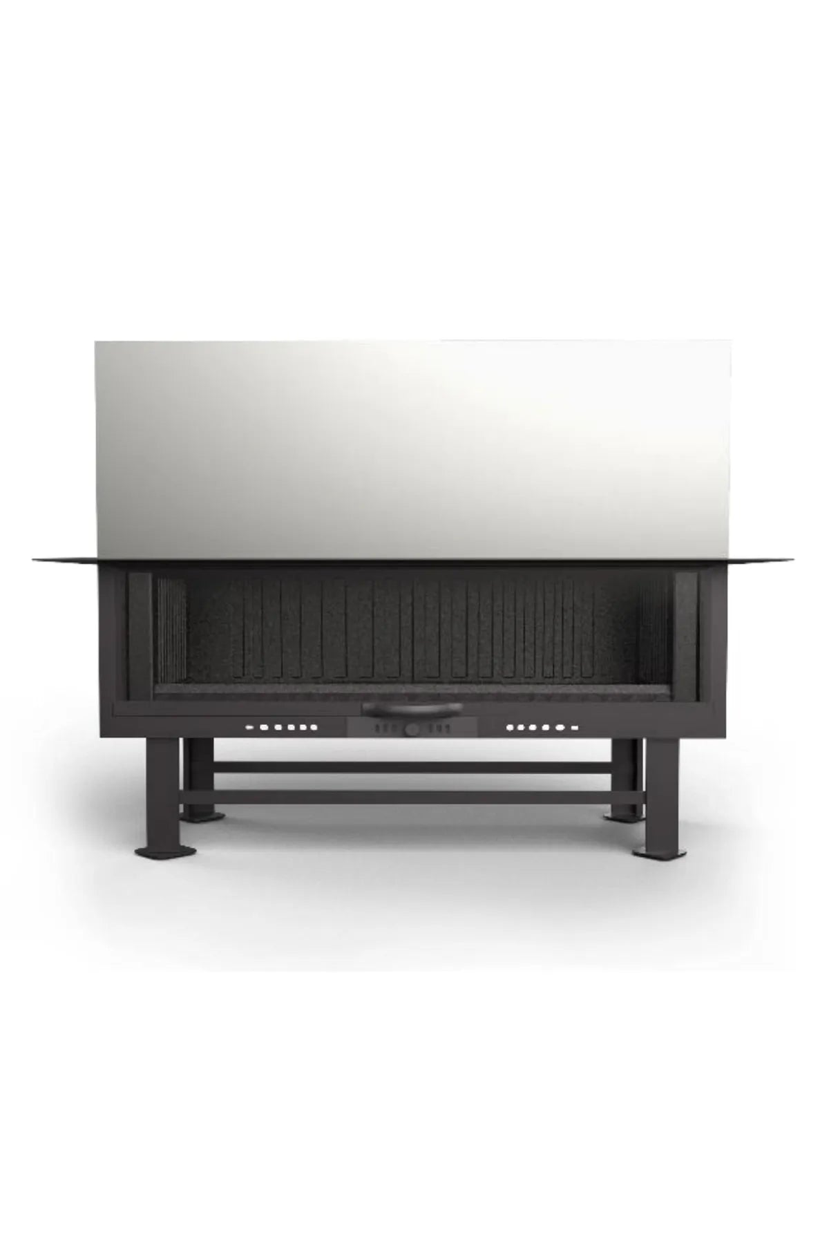 Erhöhte Kaminkammer aus Stahl, flach, 130 Lux